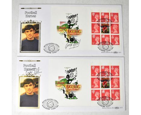 GEORGE BEST; two first day covers bearing the football legend's signature.We have not authenticated these signatures, please 