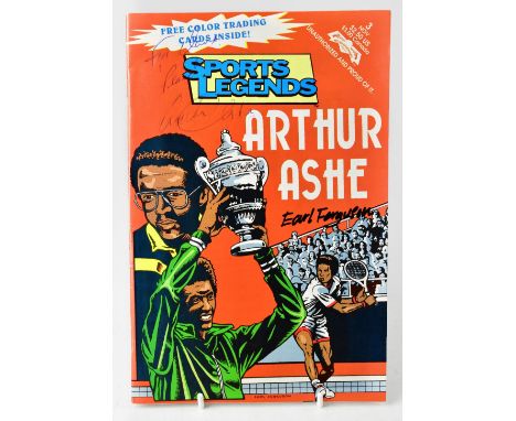 TENNIS; a single copy of Sports Legends 'Arthur Ashe' bearing the signature of the tennis star, complete with card insert to 