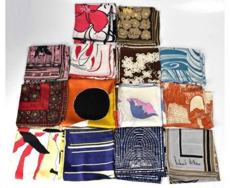 RICHARD ALLAN LONDON; twenty-one vintage silk scarves in varying distinctive 1960s designs, various sizes, Richard Allan was 