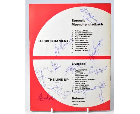 LIVERPOOL FC; Liverpool v Borussia Mönchengladbach 1977 European Cup Final programme, the back page bearing eleven signatures