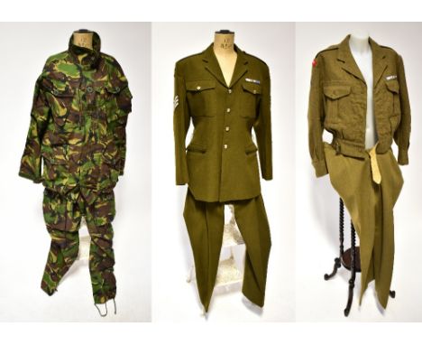 A quantity of mainly military related clothing, to include a British Army uniform, 'Man's No.2 Dress, Army 8405-99-978-6361' 