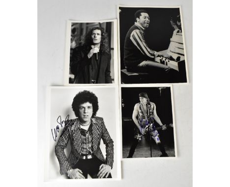 Four photographs bearing signatures, Leo Sayer, Labi Sifry, Steve Van Zandt and Michael Bolton (4).We have not authenticated 