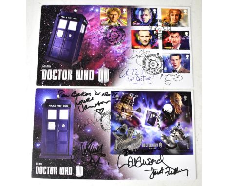 DOCTOR WHO; two first day covers bearing signatures of various actors associated with the television series.We have not authe