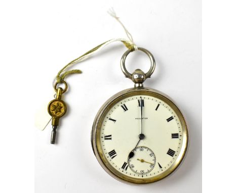 An Edwardian hallmarked silver cased key wind open face pocket watch, the white dial set with Roman numerals and lower subsid