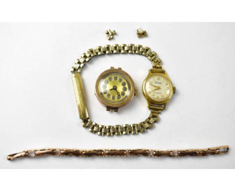 A vintage 9ct rose gold ladies' wristwatch, the gilded dial set with Arabic numerals and a matching 9ct rose gold bracelet st