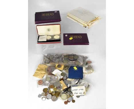 A quantity of mixed coins, mostly Victorian and pre-decimal, also some coin packs to include 1970, 1974 and 1976, a pack cont