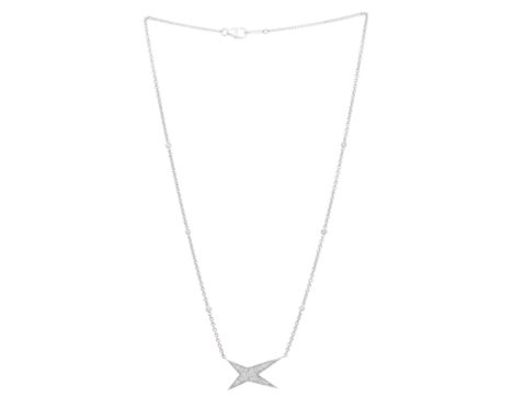 Mauboussin, collier or gris 750 à maille forçat alternée de diamants taille brillant serti lunette et retenant une étoile ser