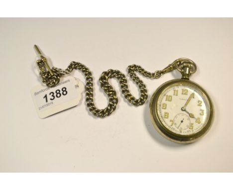 Lanco 15 Ruby, screwback,top wind pocketwatch on a graduated link Albert