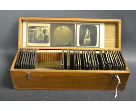A set of magic lantern slides, Rome and Italy, wooden case 
