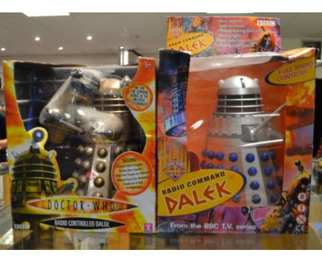 Toys and Juvenalia- Dr Who radio controlled dalek, gold colour by Enterprise toys, boxed, another blue