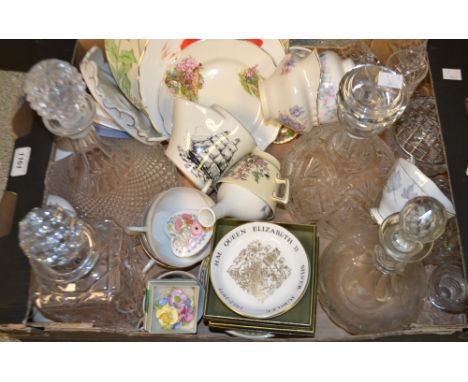 Glass and Ceramics - cut glass and crystal decanters and glasses; Wedgwood; Royal; Worcester; Royal Albert; Belleek; etc