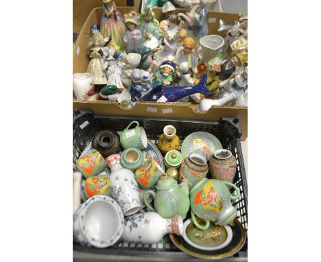 A decorative Staffordshire figure; other figures and models; a mid 20th century Japanese export tea service; a small stonewar