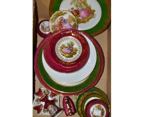 Limoges Porcelain - a Quarteto of cabinet plates;  others, smaller;  trinket dishes, miniature iron, etc qty