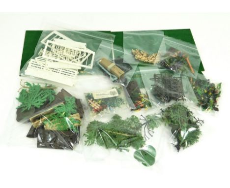 BRITAINS LTD. A Britains Ltd., toy garden set with plastic railings, fences, trees, gate posts, flowers etc.  Please note tha