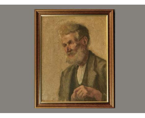 NEWLYN SCHOOL. Portrait of an Elderly Gentleman. Oil on canvas, laid down on board. Unsigned. 59 x 45cm. NOTE: Removed from t