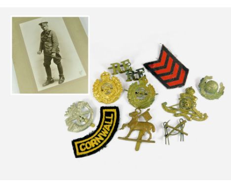 REGIMENTAL BADGES ETC. WWI & other regimental badges etc. including Duke of Cornwall's Light Infantry, Queens (Royal West Sur