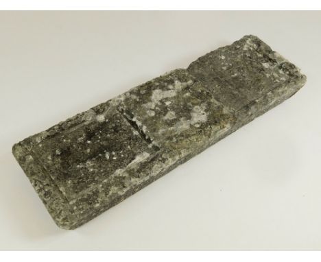 TIN INGOT. A large 19th century Cornish tin ingot with the marks of the Carvedras Smelting House to one end, to the other an 