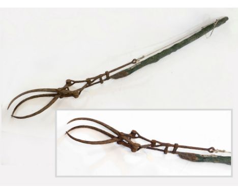 WRECK TONGS. A pair of 19th century salvage tongs made by a blacksmith at Mullion Cove & used on the site of an early shipwre