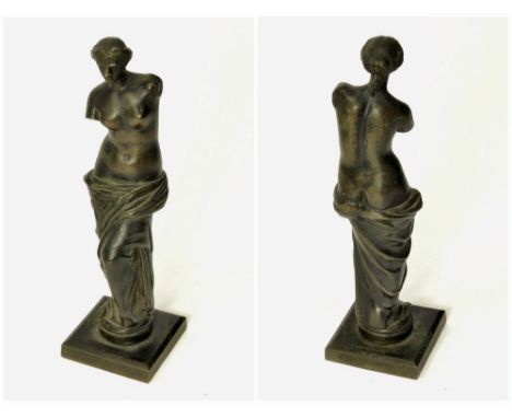VENUS DE MILO. A bronze figure of the Venus de Milo. Unmarked. Height 14cm.  Please note that all items in this auction are p