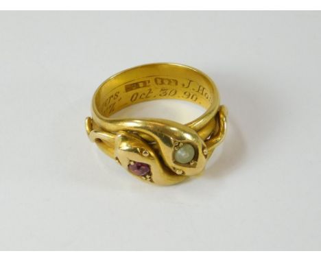 S.S. ORMUZ GOLD RING. An 18ct. gold gentleman's ring set a ruby & split pearl. Inscribed inside the shank 'J. HOSKIN from the