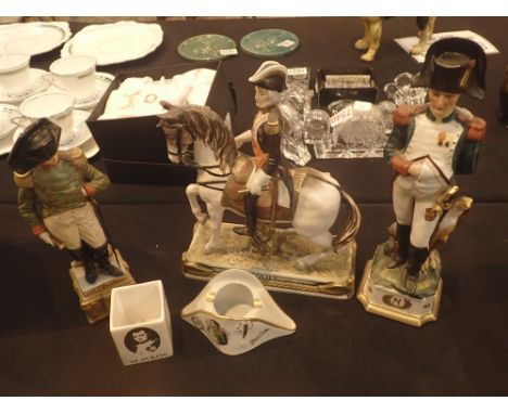 Two ceramic Napoleonic figurines and other Napoleonic related items tallest H: 30 cm 