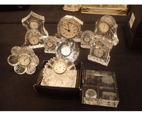 Collection of eleven crystal mantel clocks