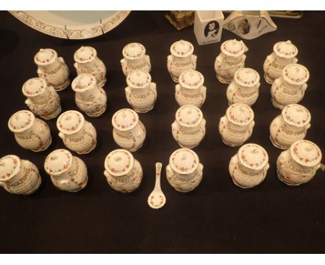 Twenty two and two A/F ceramic spice jars Mrs Beetons  Spices by Masons