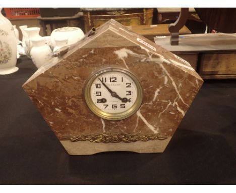 French chiming marble mantel clock with key and pendulum by F&amp;A Boschat St Brieuc