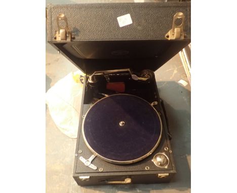 Columbia vintage portable record player with collection of 78 RPM records needles etc 
