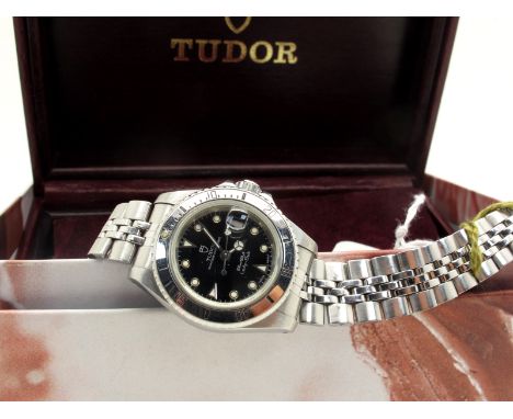 Tudor; A Modern Princess Oysterdate Lady-Sub Automatic Ladies Wristwatch, the signed black dial 200m=660ft with centre second