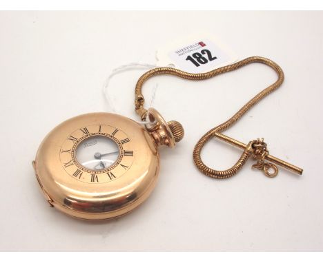 Limit; A God Plated Cased Half Hunter Pocketwatch, the signed white dial with black Roman numerals and seconds subsidiary dia