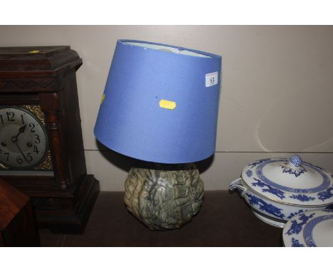 A Bernard Rooke pottery table lamp and shade 