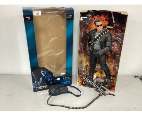 A Neca 1/4 Scale Terminator 2 Judgement Day 3D T-800 Plastic Action Figure, previously displayed, unchecked for completeness,