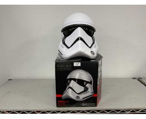A Hasbro The Black Series Star Wars First Order Stormtrooper Electronic Helmet, some marks/scratches noted, helmet has previo