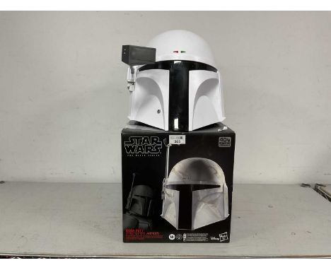 A Hasbro Star Wars 'The Black Series' Boba Fett (Prototype Armor) 1:1 Scale Electronic Helmet, packaging has been opened, ins