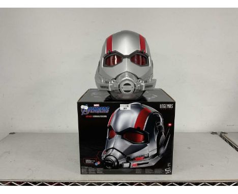 A Hasbro Legends Series Marvel Avengers Ant-Man 1:1 Scale Electronic Helmet, helmet has previously been displayed, instructio