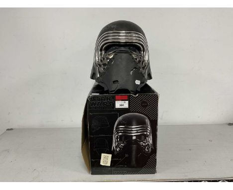 A Hasbro The Black Series Star Wars 1:1 Scale Kylo Ren Electronic Voice Changer Helmet, instruction sheet present, helmet has