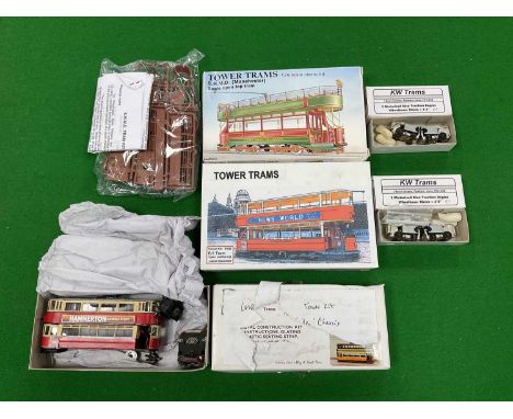 Two boxed Tower Trams 1:76 scale tram kits together with motorising kits, unchecked and untested.