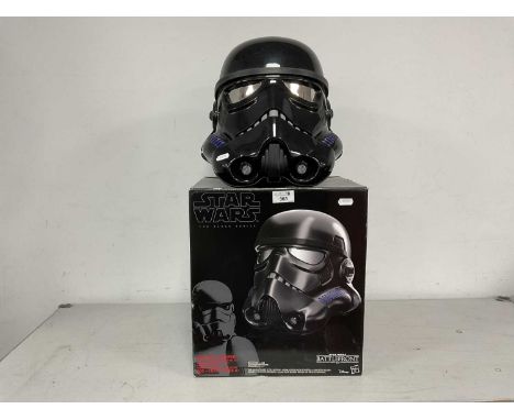 A Hasbro Star Wars 'The Black Series' Shadow Trooper 1:1 Scale Electronic Voice Changer Helmet, packaging has been opened, in