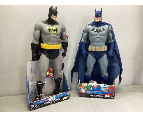 Two Jakks Pacific Big-Figs 19" Batman Plastic Action Figures. Previously displayed. Some damage to Covert Combat Batman noted