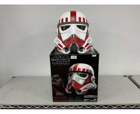 A Hasbro Star Wars - Battlefront II, 'The Black Series' Imperial Shock Trooper 1:1 Scale Electronic Helmet, packaging has bee