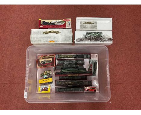 A quantity of static model locomotives including a boxed "Steam Memories" GNR N2 tank engine, six European outline steam engi