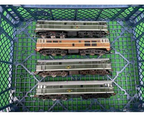 Four Unboxed 00 gauge Class 31 diesel locomotives: three in BR Green by Airfix, one by Lima in Brown livery, all untested, so