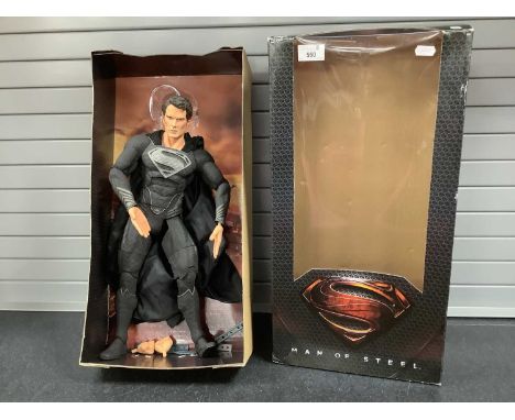 A Neca DC Comics Superman (Black Suit) Man of Steel, 18" Plastic Action Figure, previously displayed, unchecked for completen