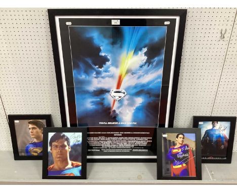 Five Framed Mostly Signed Prints. All with a Superman Theme, Including Henry Cavill as Superman- Man Of Steel. All signatures
