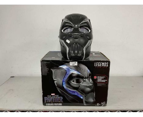 A Hasbro Marvel Legends Series 1:1 Scale Black Panther Electronic Helmet, previously displayed, instruction leaflet present, 