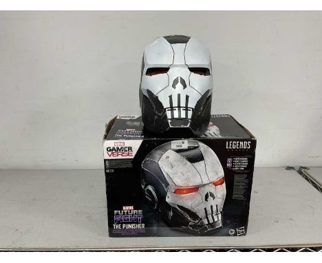 A Hasbro 1:1 Scale Marvel 'Gamer Verse' Future Flight The Punisher Electronic Helmet, instruction leaflet present, helmet has