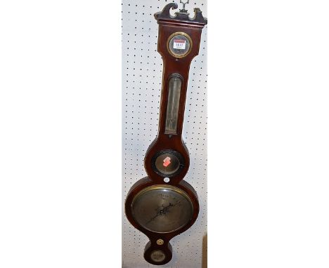 An early 19th century mahogany and further strung four dial wheel barometer by C A Canti, Holborn