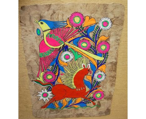 After Gauguin - Enamel plaque; set of three gouache studies; small painted batik etc