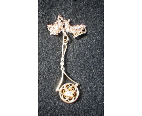 AN EDWARDIAN SEED PEARL AND DIAMOND PENDANT and chain